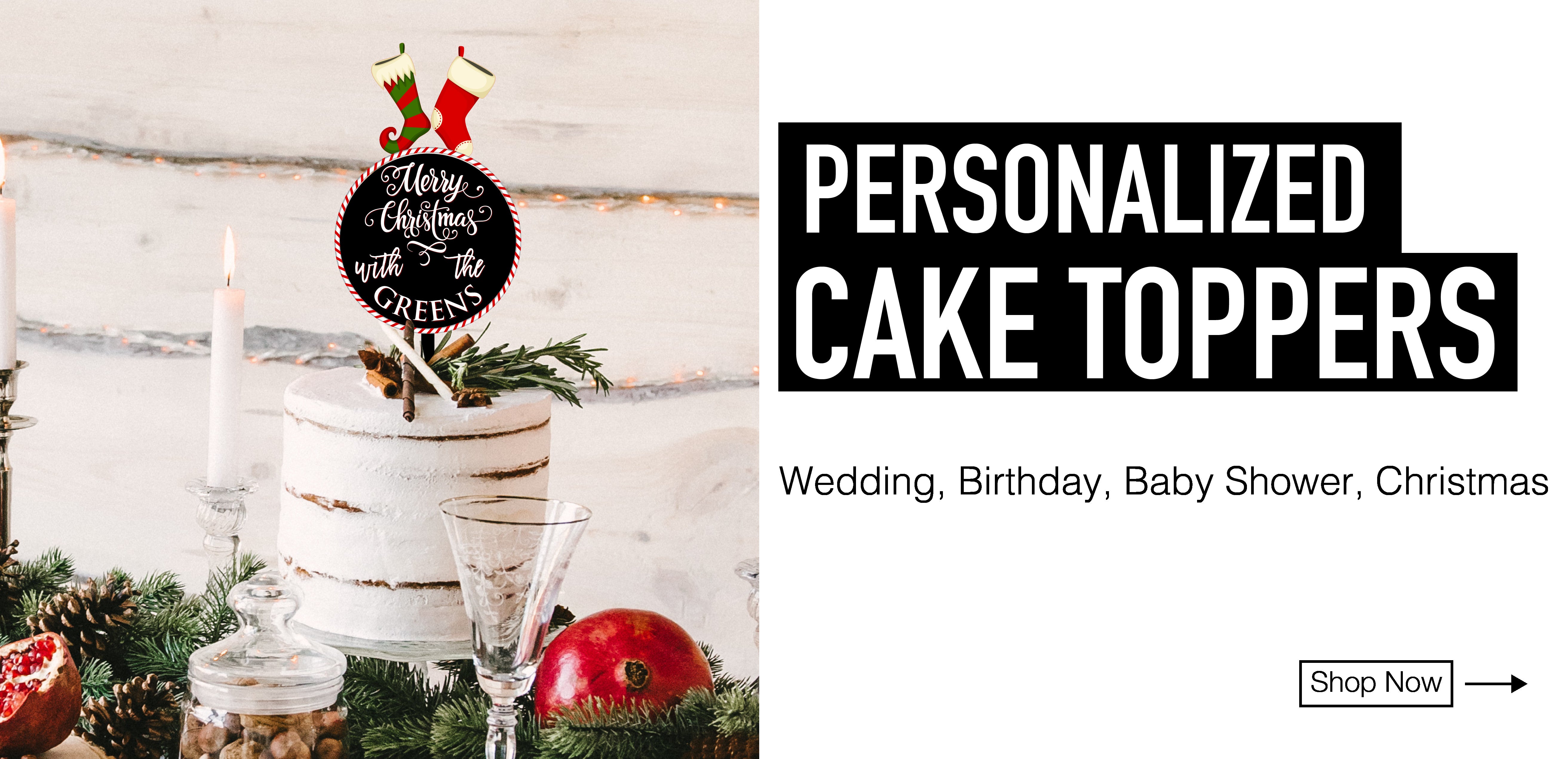 Personalized Cake Toppers For Wedding, Anniversary, Birthday, Baby shower and Christmas Party